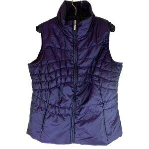 Jane Ashley Womens Size S Quilted Puffer Vest Purple Sleeveless Full Zip Pockets